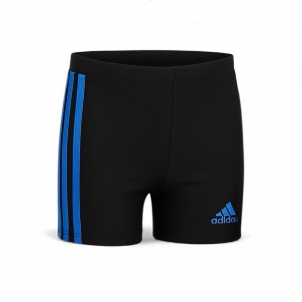 Adidas Kids 3-Stripe Swim/Training Shorts – Black & Blue (Size 11–12Y / 152)